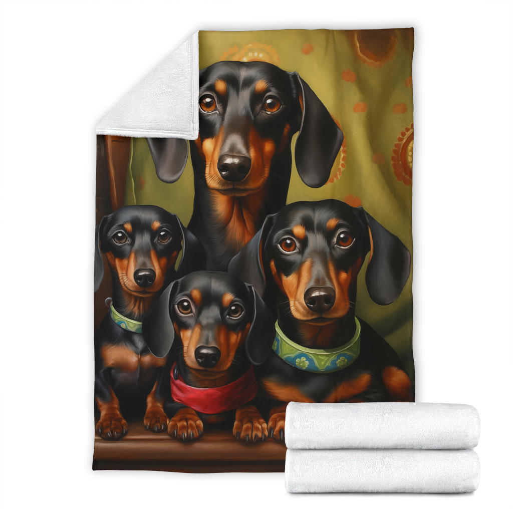 Dachshund Family Blanket, Dachshund Fleece Blanket, Dachshund Gifts, Dachshund Throw Blanket