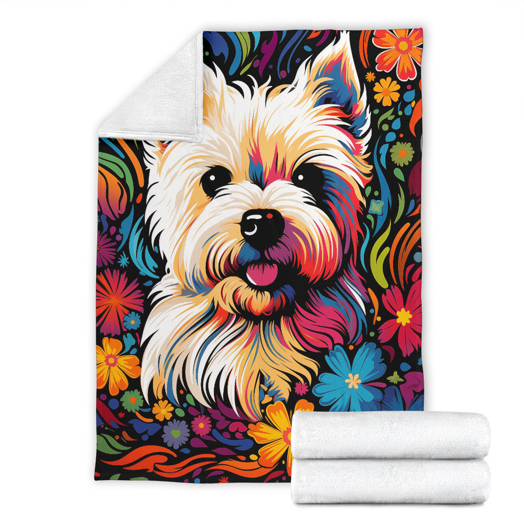 West Highland White Terrier Blanket, Trippy Psychedelics West Highland White Terrier Fleece Blanket, West Highland White Terrier Throw Blanket, West Highland White Terrier Gifts