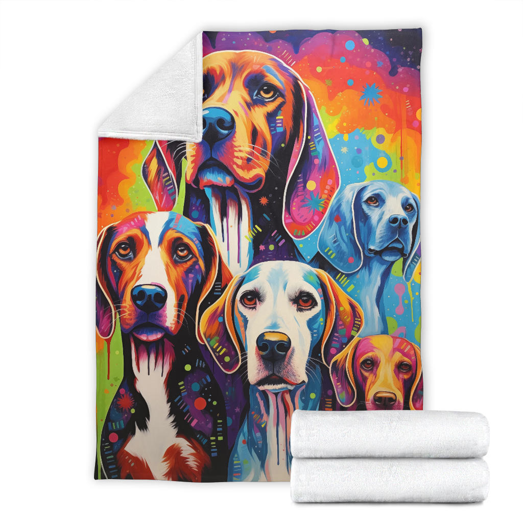 English Foxhound Blanket, Trippy Psychedelics English Foxhound Fleece Blanket, English Foxhound Throw Blanket, English Foxhound Gifts