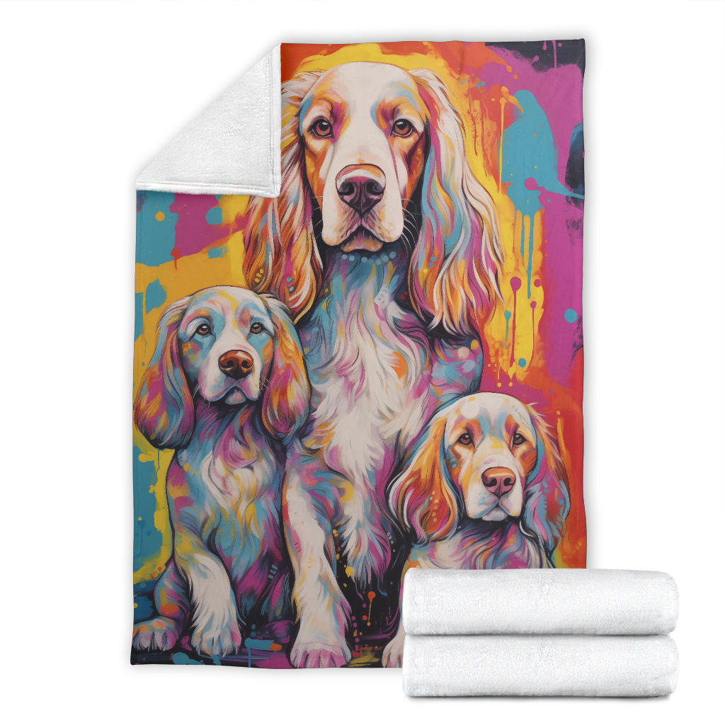 Clumber Spaniel Blanket, Trippy Psychedelics Clumber Spaniel Fleece Blanket, Clumber Spaniel Throw Blanket, Clumber Spaniel Gifts