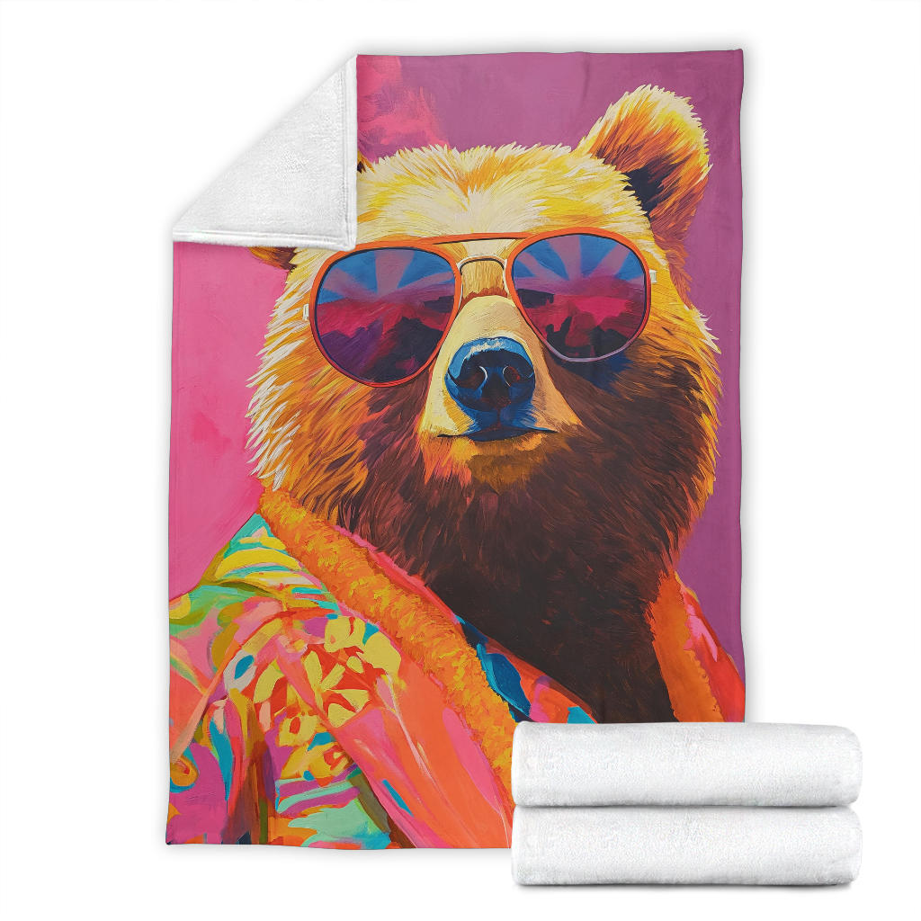 Bear Blanket, Trippy Psychedelics Bear Fleece Blanket, Bear Throw Blanket, Bear Gifts