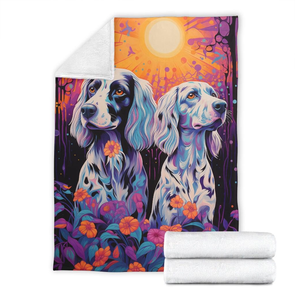 English Setter Blanket, Trippy Psychedelics English Setter Fleece Blanket, English Setter Throw Blanket, English Setter Gifts