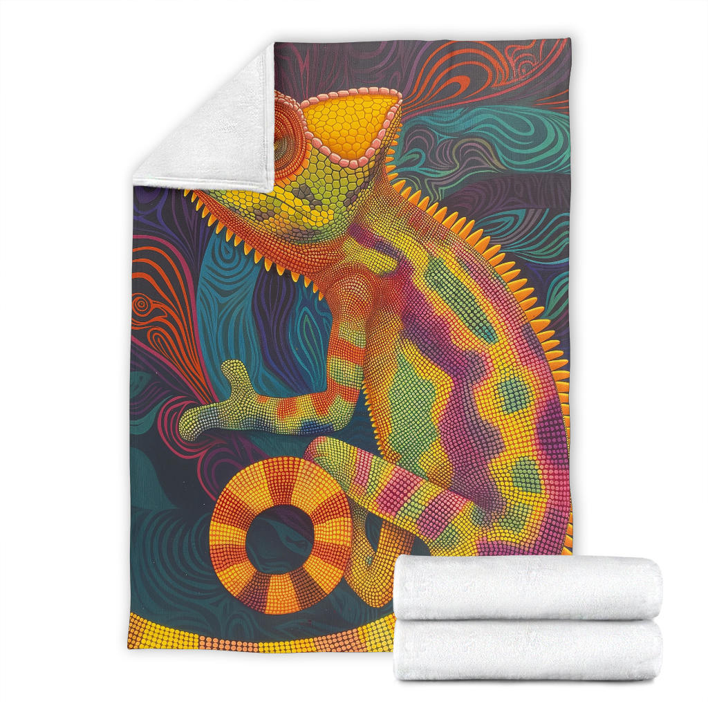 Chameleon Blanket, Trippy Psychedelics Chameleon Fleece Blanket, Chameleon Throw Blanket, Chameleon Gifts