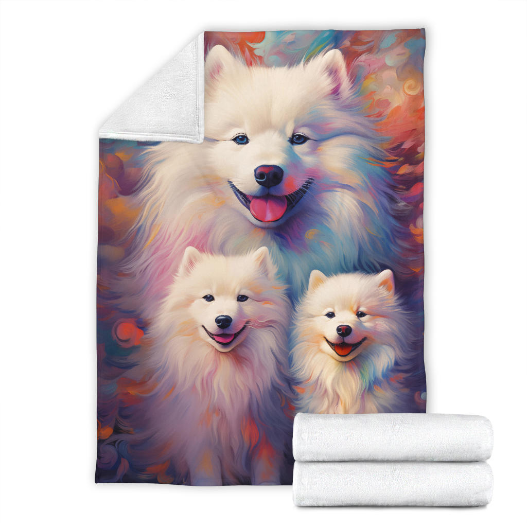 Samoyed Blanket, Trippy Psychedelics Samoyed Fleece Blanket, Samoyed Throw Blanket, Samoyed Gifts