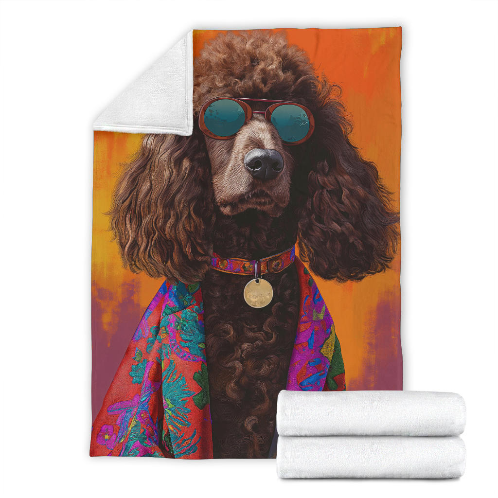 Irish Water Spaniel Blanket, Trippy Psychedelics Irish Water Spaniel Fleece Blanket, Irish Water Spaniel Throw Blanket, Irish Water Spaniel Gifts