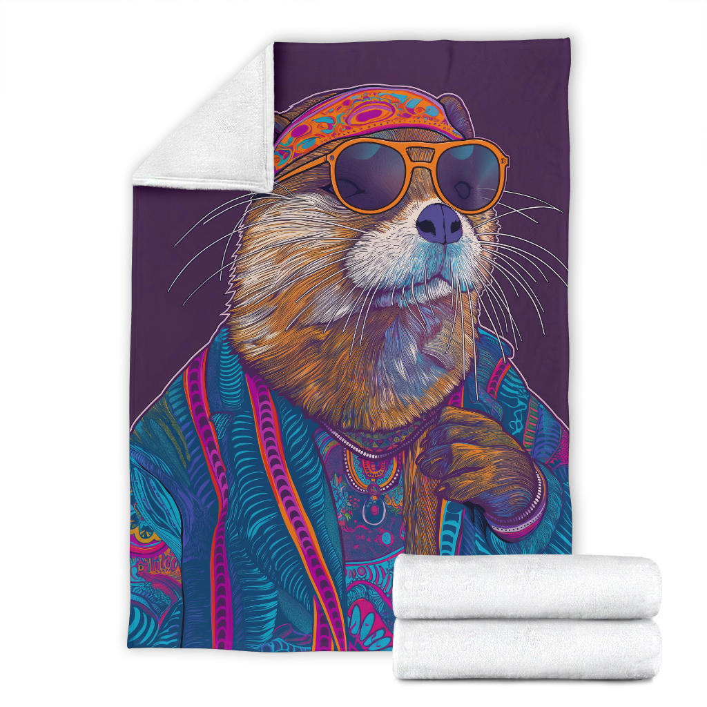 Otter Blanket, Trippy Psychedelics Otter Fleece Blanket, Otter Throw Blanket, Otter Gifts