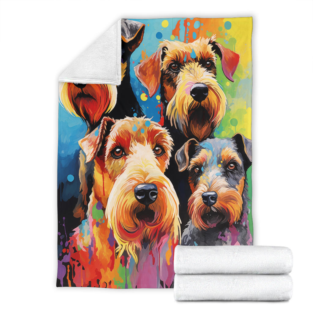 Welsh Terrier Blanket, Trippy Psychedelics Welsh Terrier Fleece Blanket, Welsh Terrier Throw Blanket, Welsh Terrier Gifts