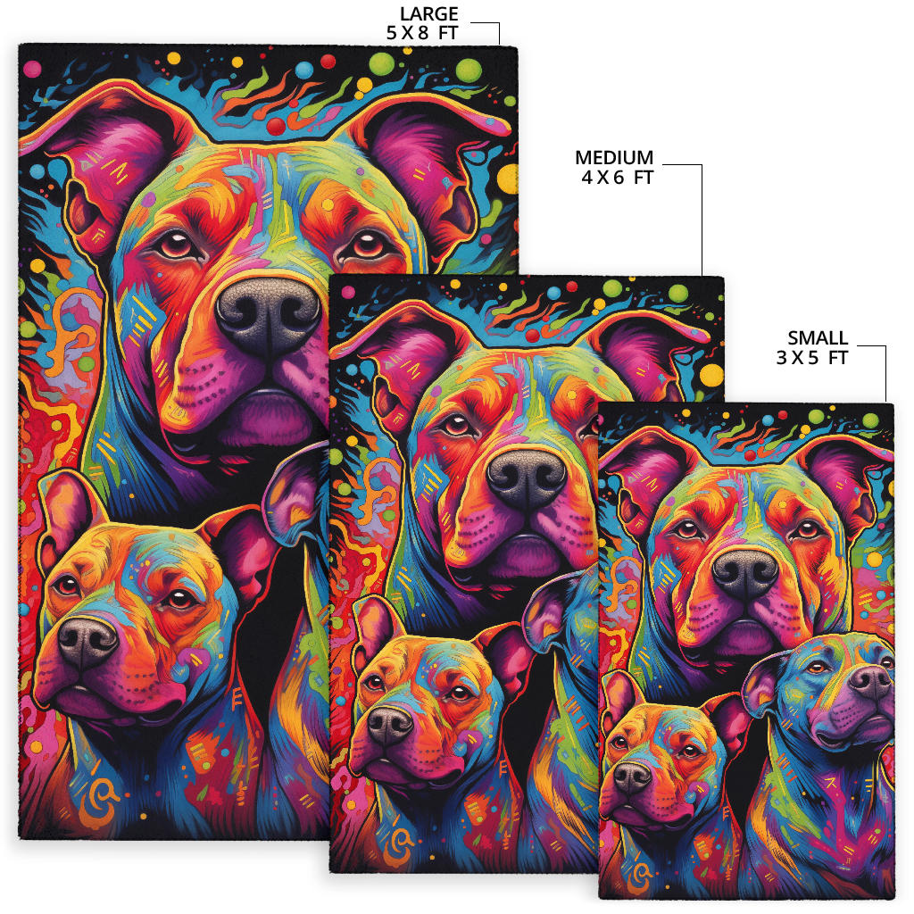 Staffordshire Bull Terrier Area Rug, Staffordshire Bull Terrier Trippy Rug, Staffordshire Bull Terrier Gifts, Staffordshire Bull Terrier Decor