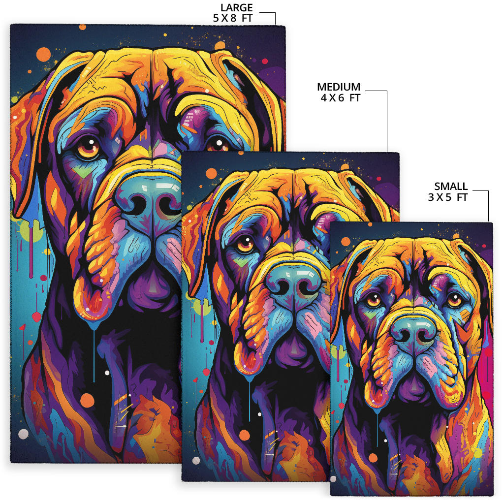 Bullmastiff Area Rug, Bullmastiff Trippy Rug, Bullmastiff Gifts, Bullmastiff Decor