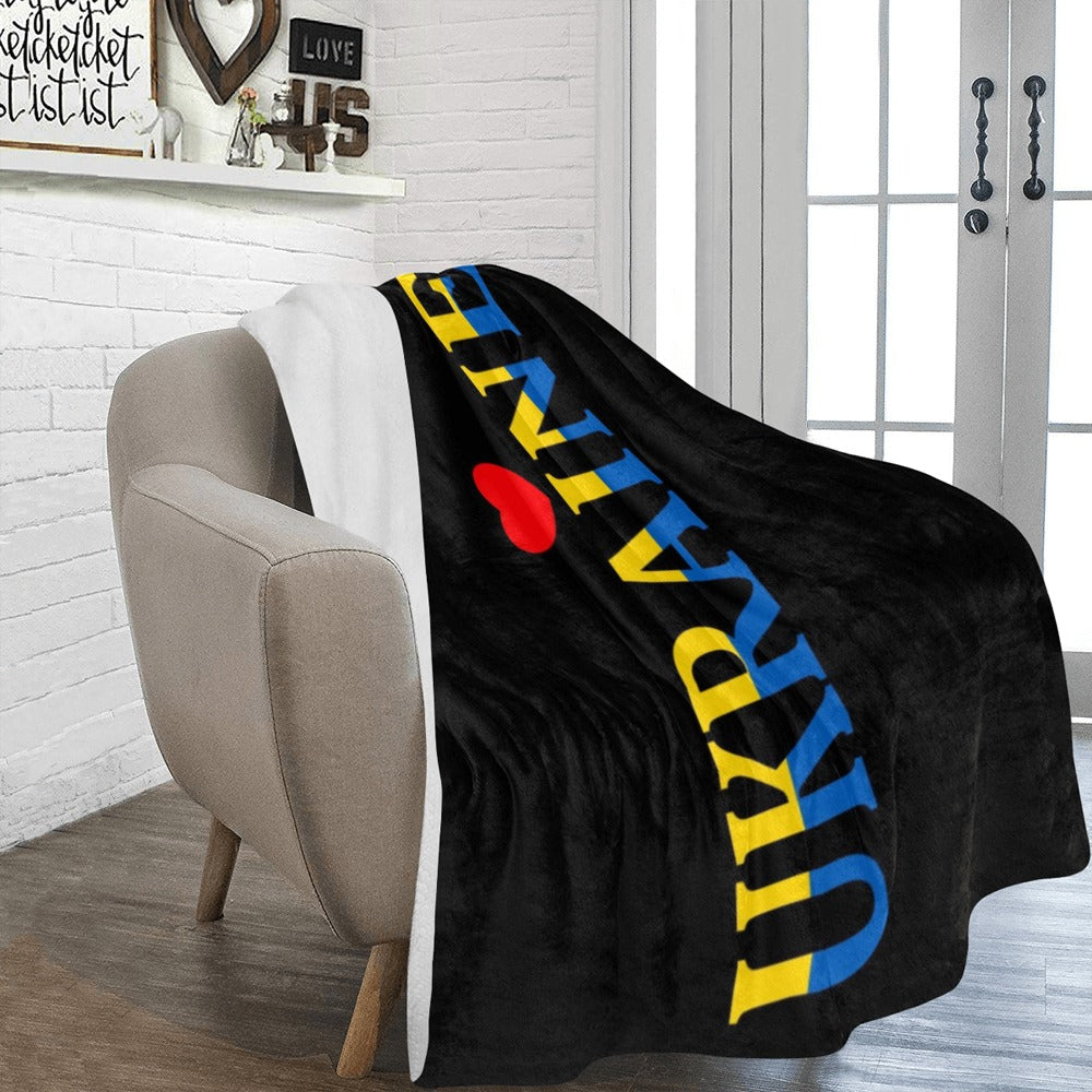 Red Heart Ukraine Text National Flag Color Ultra-Soft Micro Fleece Blanket 60"x80"