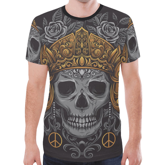 Skull Crown Javanese Ornament Gothic Rock New All Over Print T-shirt