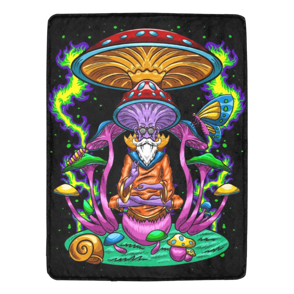 Psychedelic mushroom wise meditation illustration Ultra-Soft Micro Fleece Blanket 60"x80"