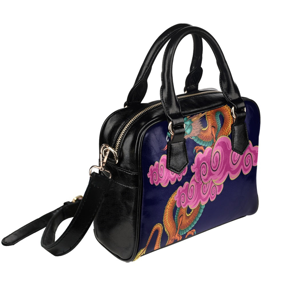 Chinese Dragon With Cloud Illustration Shoulder Handbag