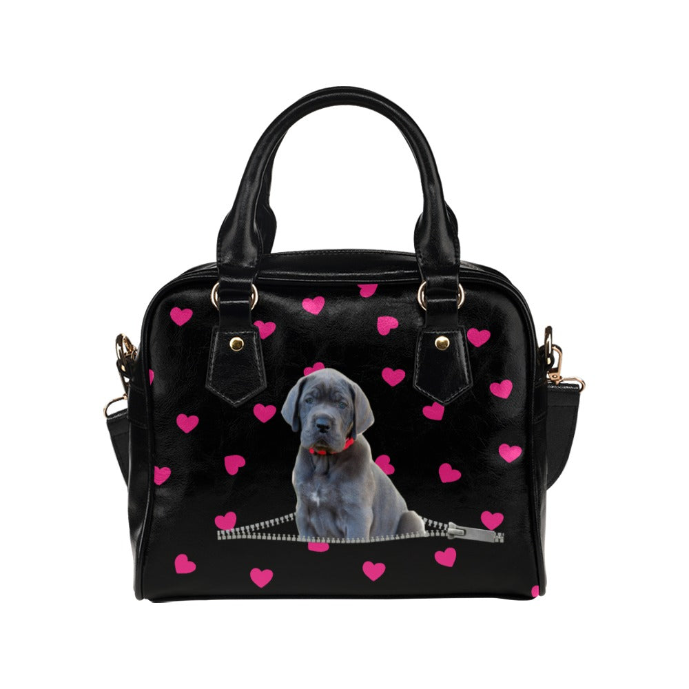 Great Dane Puppy Zip Hearts Shoulder Handbag