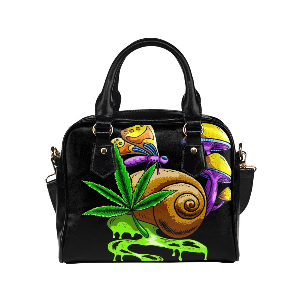 Snail Mushroom Butterlfy Psychedelic Illustration Shoulder Handbag