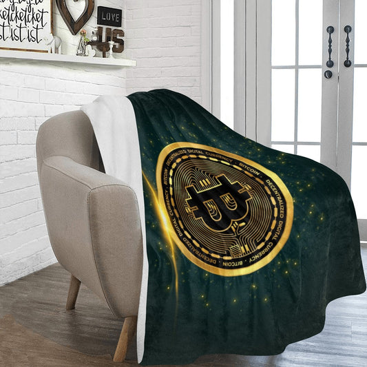 Cryptocurrency Bitcoin Golden Coin Ultra-Soft Micro Fleece Blanket 60"x80"