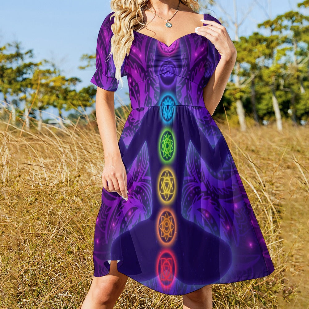 Chakras Meditation Yoga Energy Sweetheart Dress