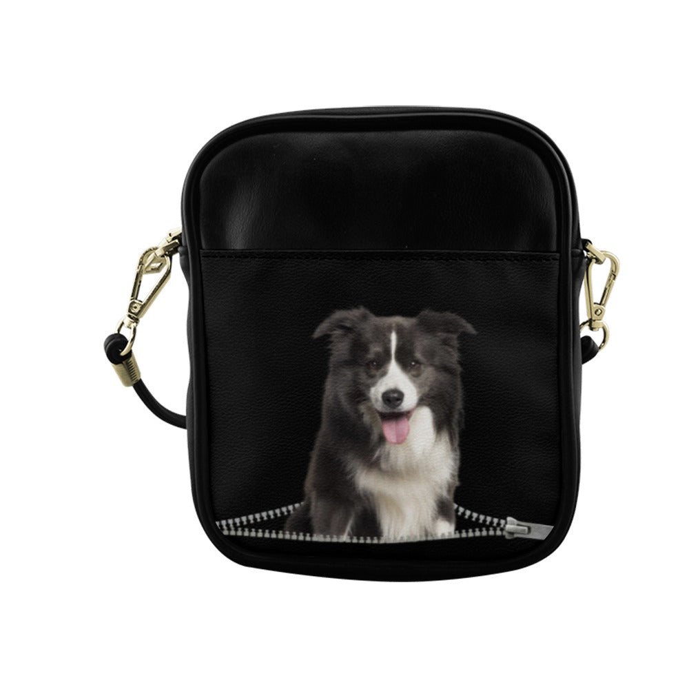 Border Collie Zip Sling Bag