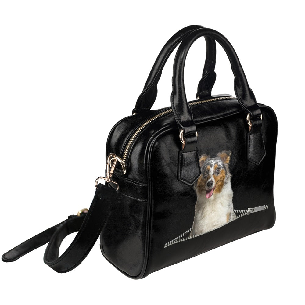 Australian Shepherd Zip Shoulder Handbag