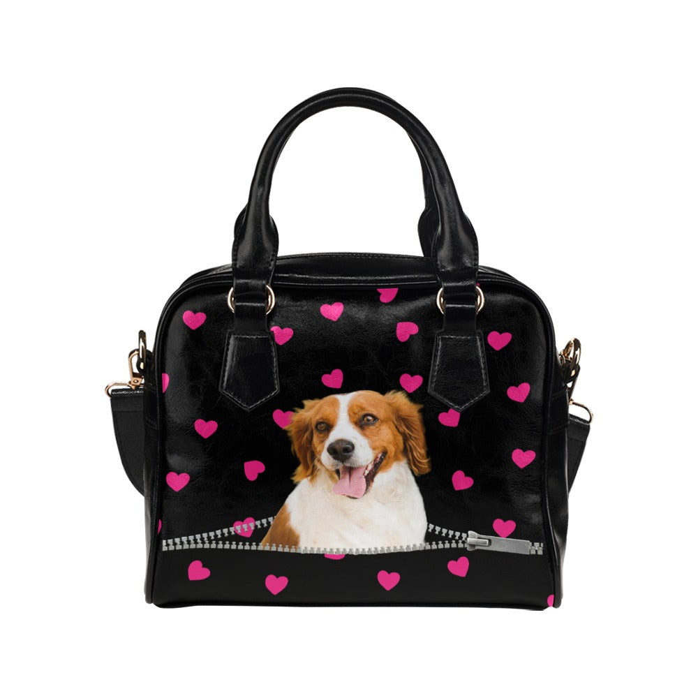 Brittany spaniel Zip Hearts Shoulder Handbag