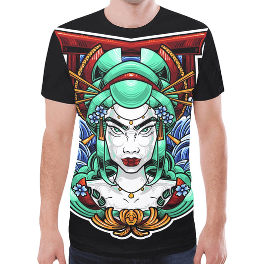 Geisha Japanese Illustration Style New All Over Print T-shirt