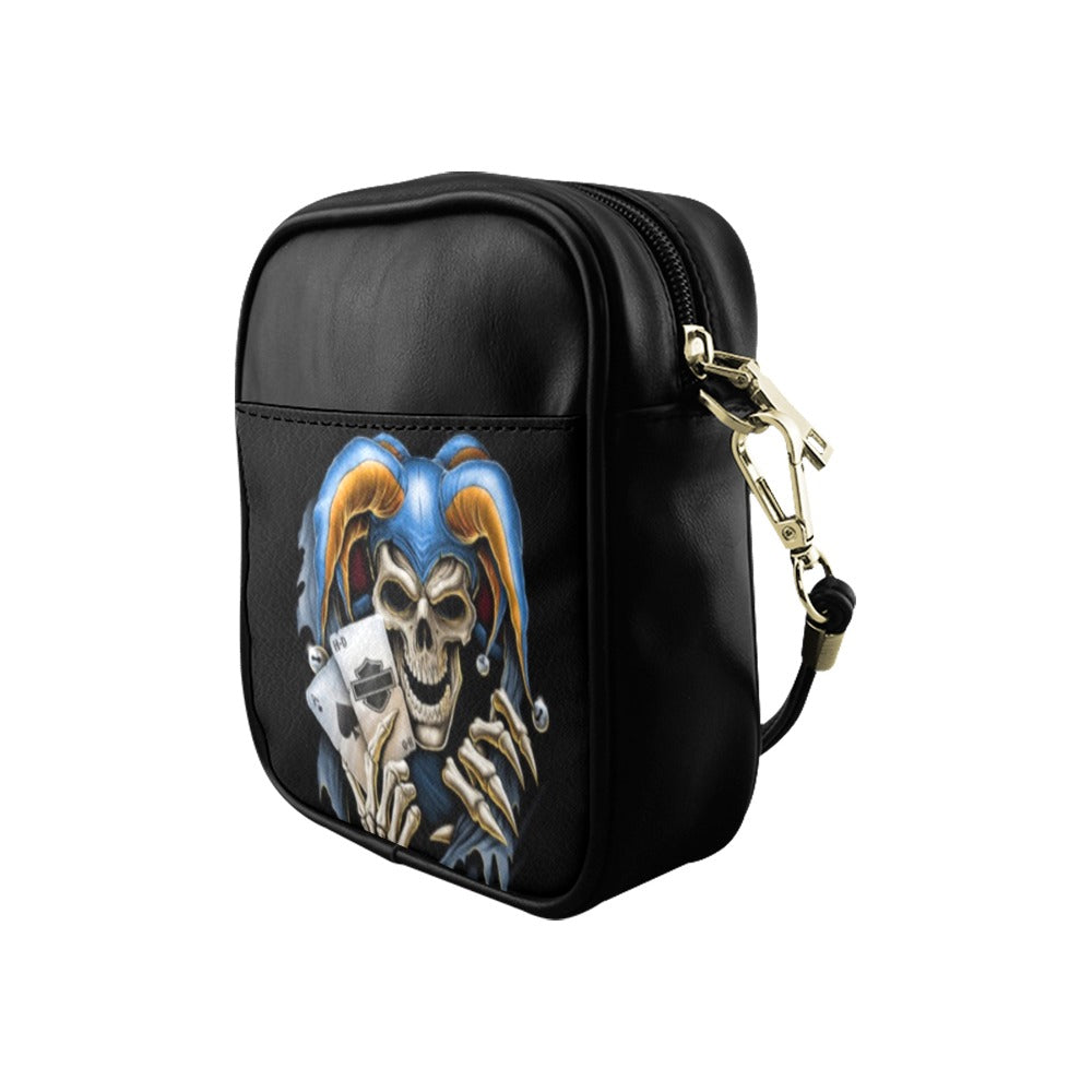 Skull Joker Cards Biker Sling Bag