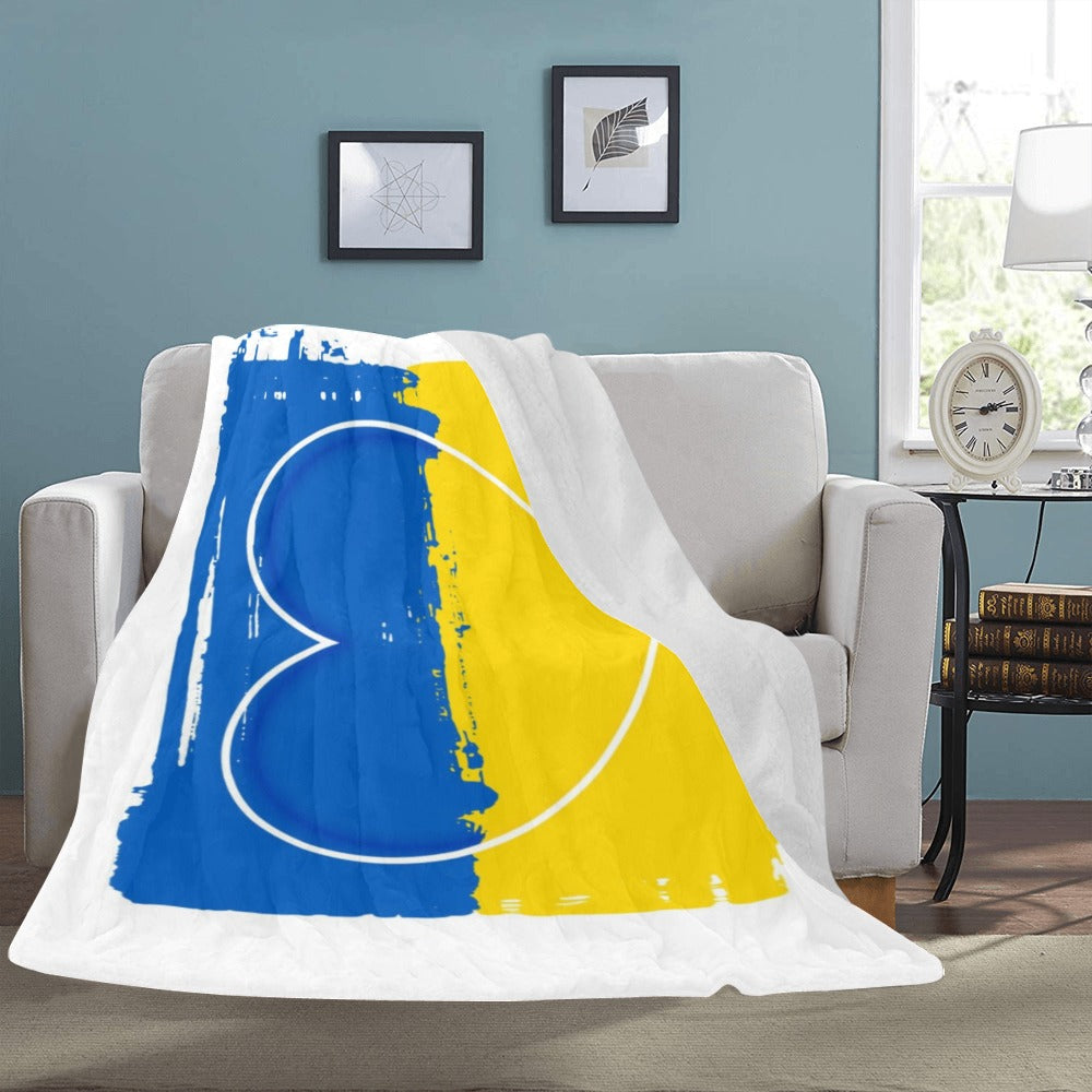 Ukraine Flag With Heart Ultra-Soft Micro Fleece Blanket 60"x80"