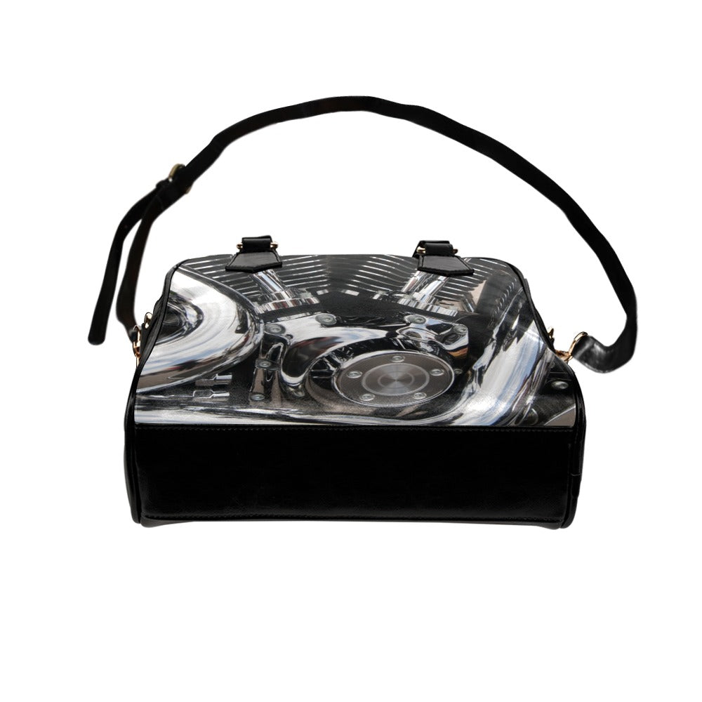 Motorcycle Engine Close Up Biker Shoulder Handbag