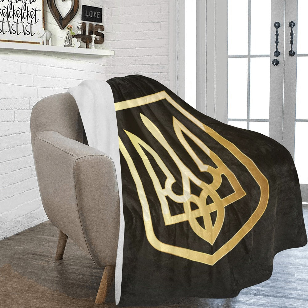 Coat Arms Ukraine Gold State Emblem Golden Trident Icon Ultra-Soft Micro Fleece Blanket 60"x80"