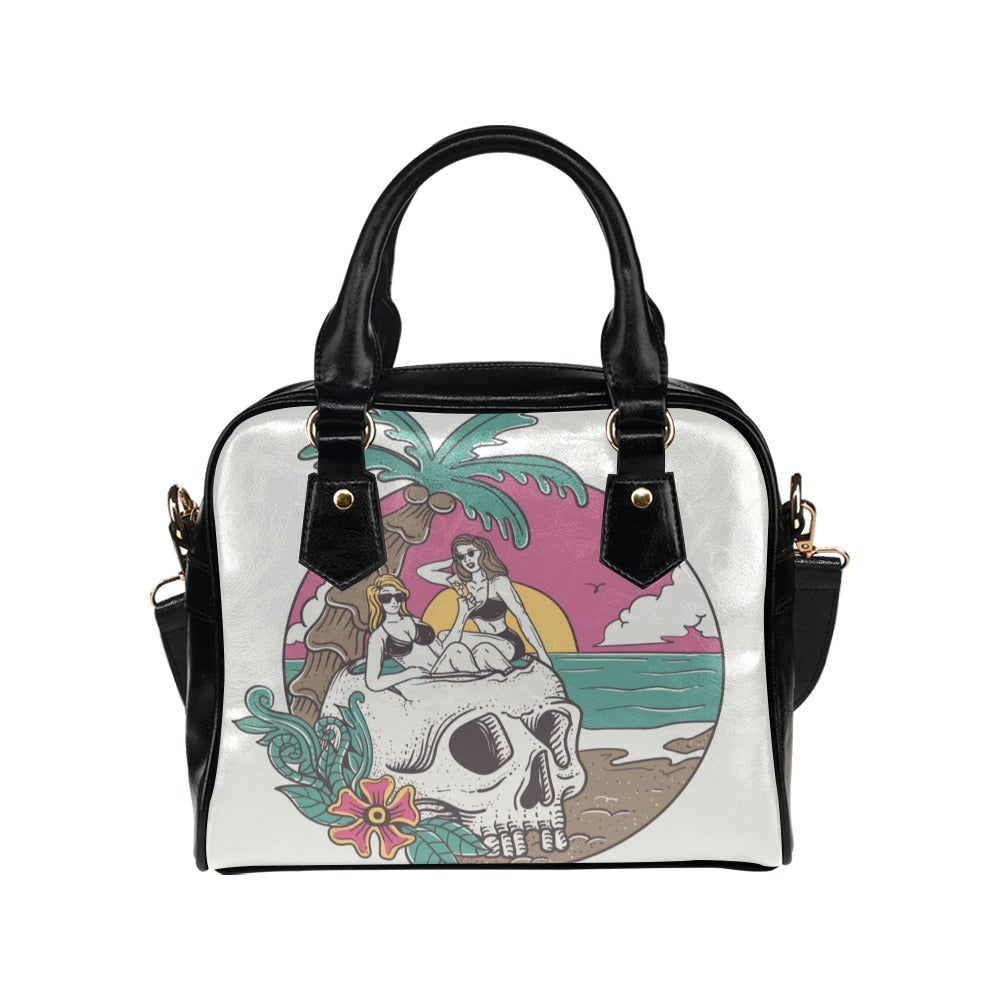 Summer Vibe Sexy Woman Skull Sunset Shoulder Handbag