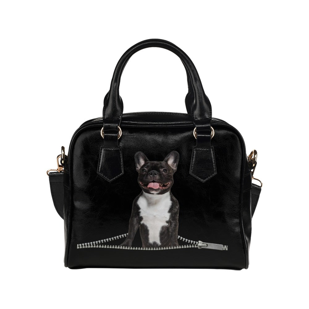 French Bulldog Zip Shoulder Handbag