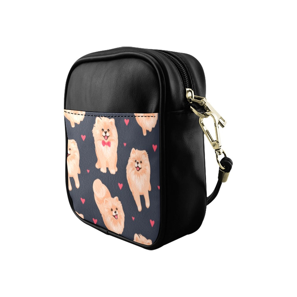 Pomeranian Spitz Puppy Cartoon Pattern Sling Bag