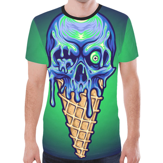 Scary Skull Eyes Ice Cream Melt Horror New All Over Print T-shirt