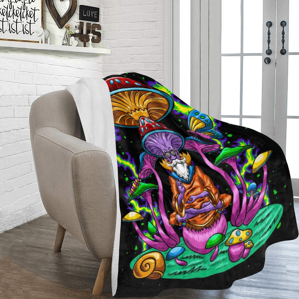 Psychedelic mushroom wise meditation illustration Ultra-Soft Micro Fleece Blanket 60"x80"