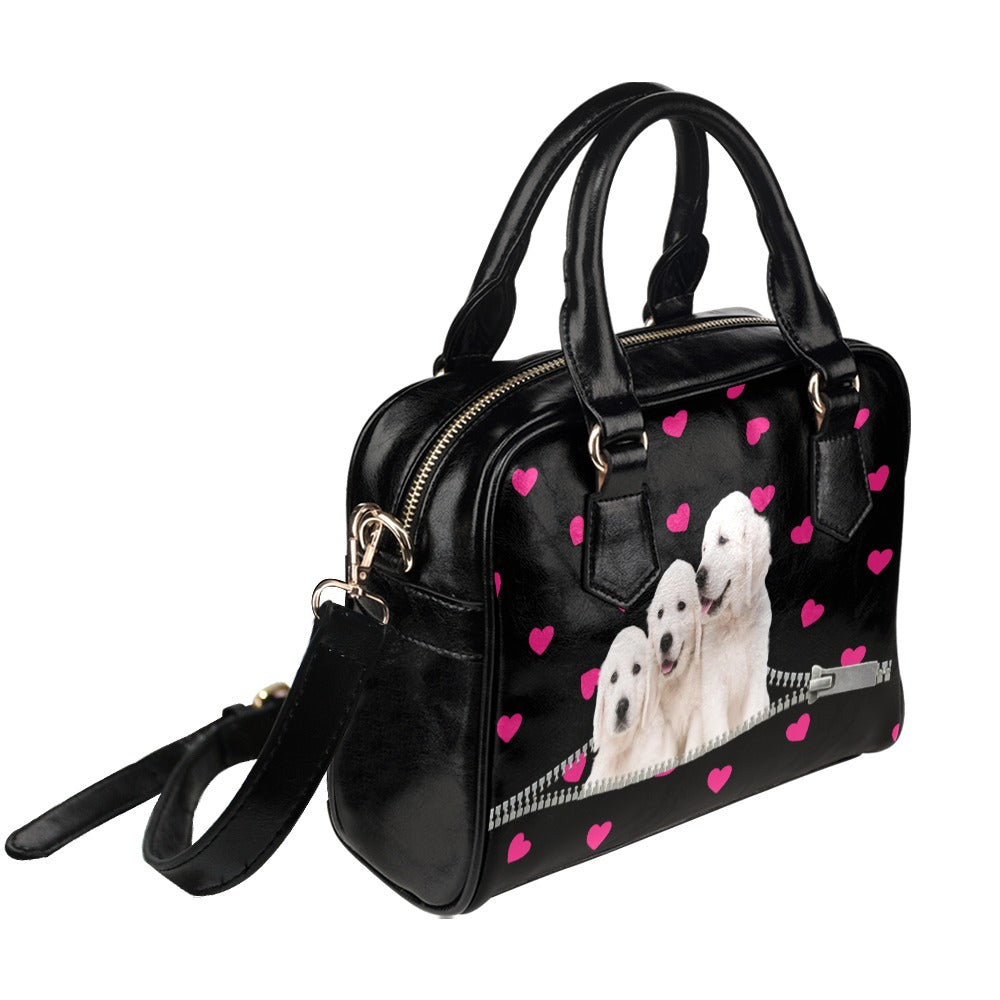 Golden Retrievers Zip Hearts Shoulder Handbag