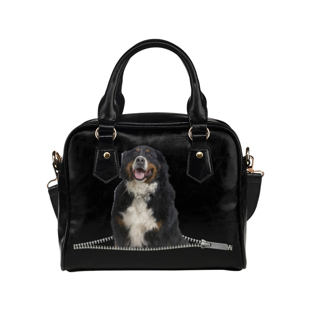 Bernese Mountain Dog Zip Shoulder Handbag