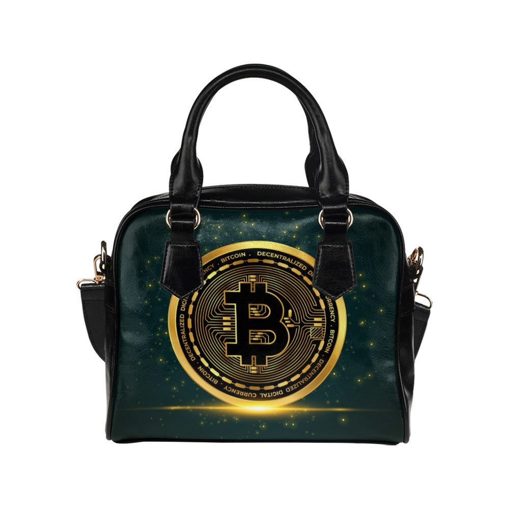 Cryptocurrency Bitcoin Golden Coin Shoulder Handbag