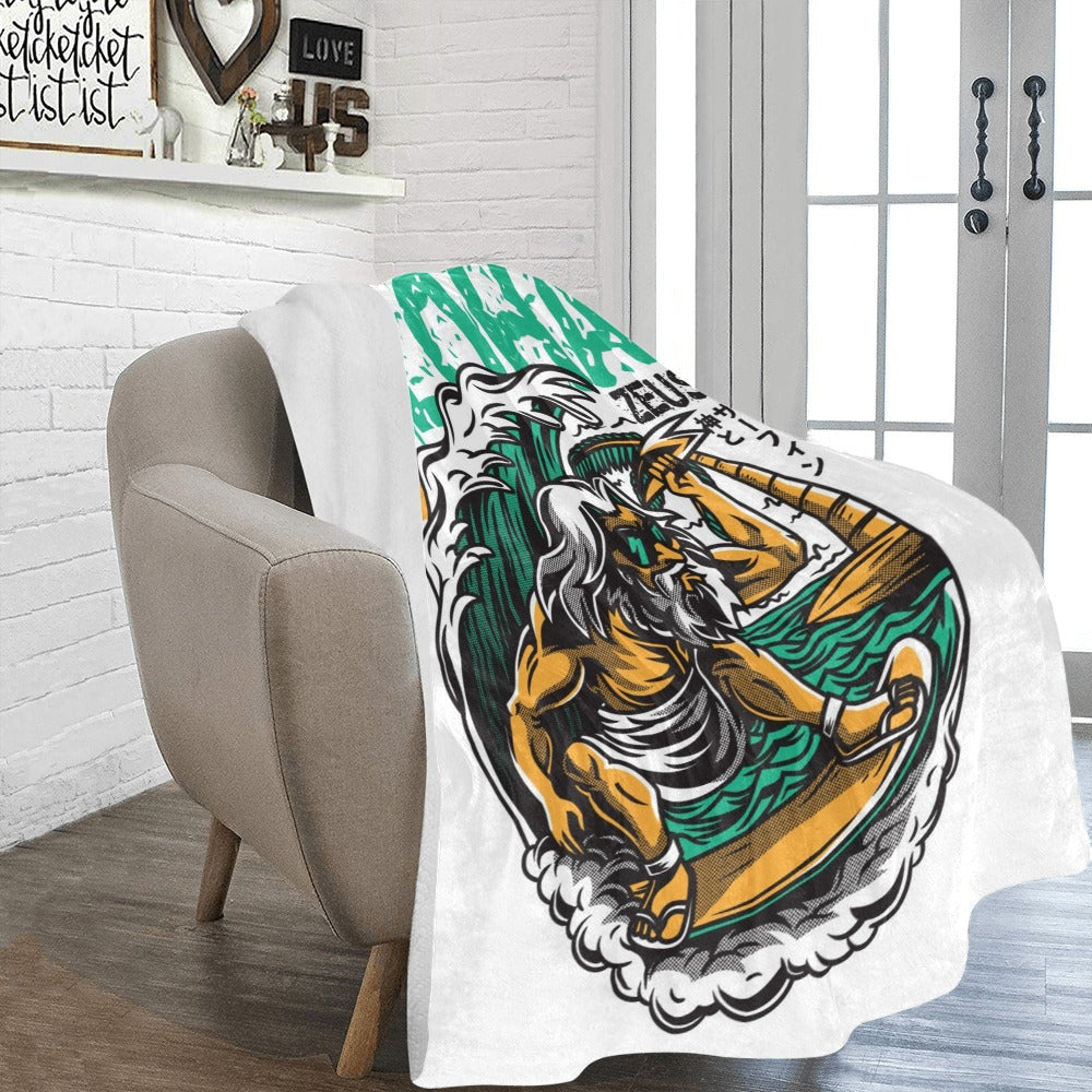 Funny Aloha Zeus God Surfing Premium Blanket Ultra-Soft Micro Fleece Blanket 60"x80"