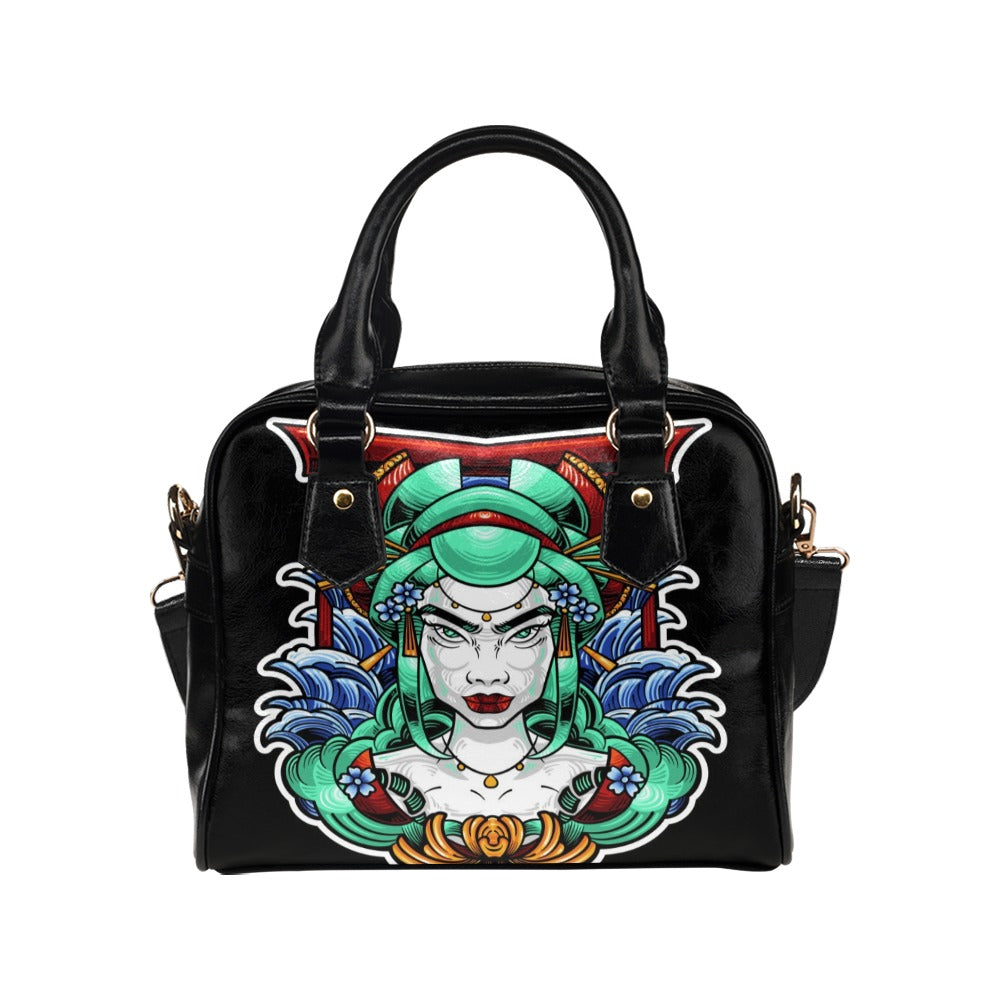 Geisha Japanese Illustration Style Shoulder Handbag