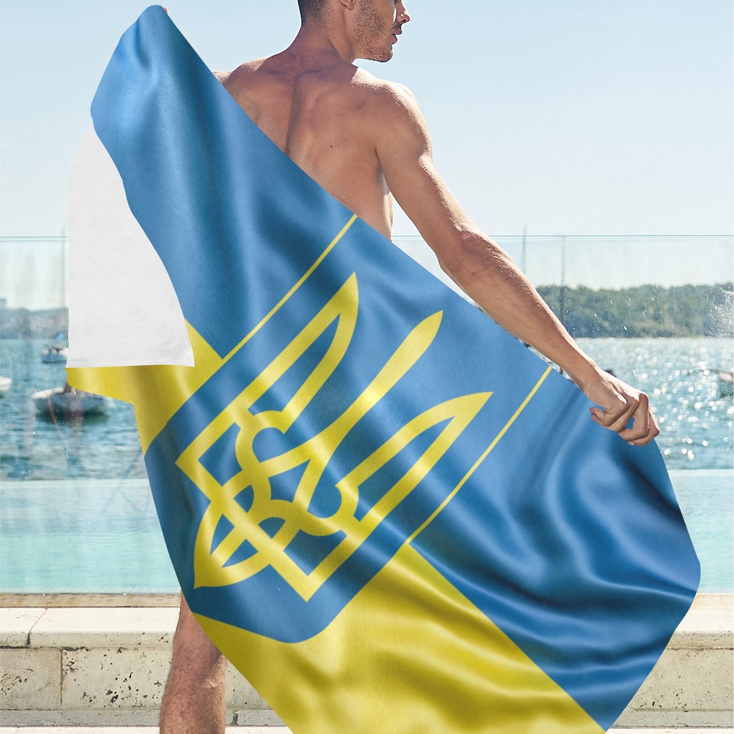 Flag Ukraine coat of arms Beach Towel 32"x 71"