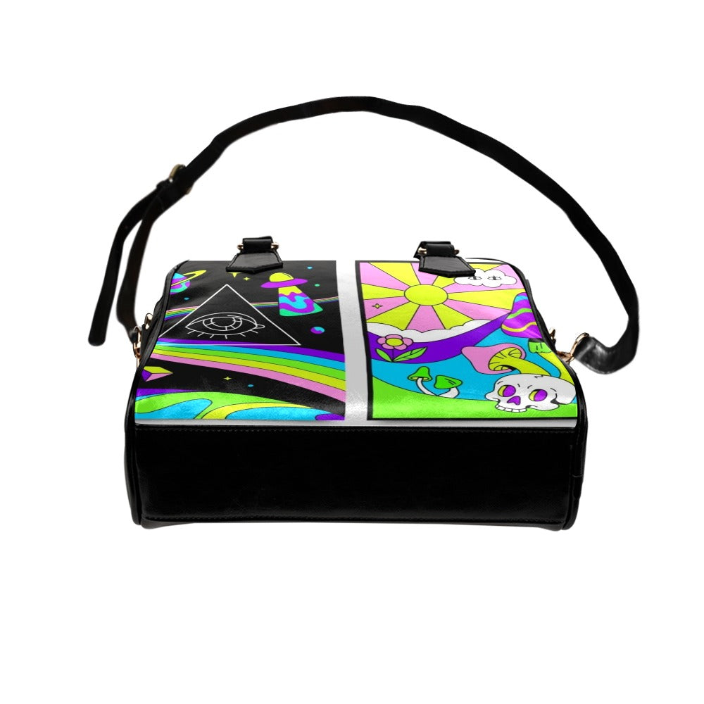 Psychedelic skull magic trippy illustration Shoulder Handbag