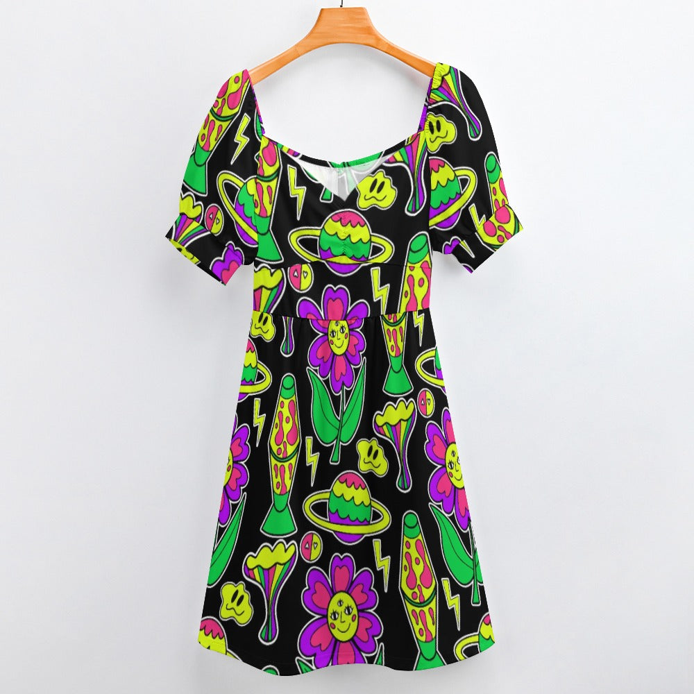 Psychedelic Neon Trip Sweetheart Dress