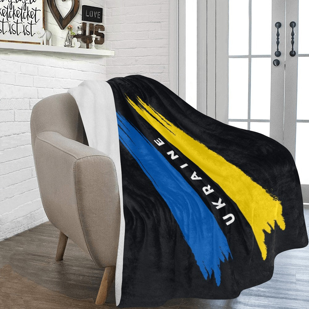 Ukraine Flag With Brush Concept Grunge Style Hand Painted Strokes Ultra-Soft Micro Fleece Blanket 60"x80"