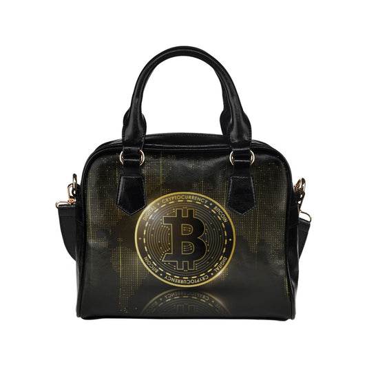 Bitcoin World Map Shoulder Handbag