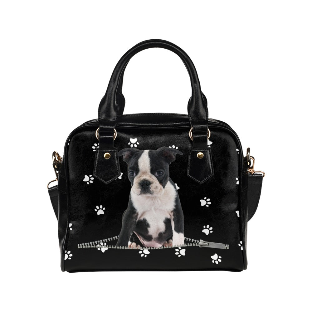 Boston Terrier Zip paws Shoulder Handbag