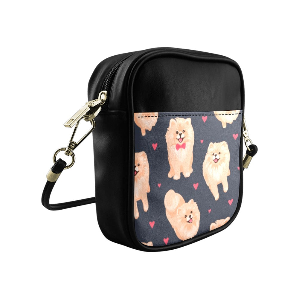 Pomeranian Spitz Puppy Cartoon Pattern Sling Bag