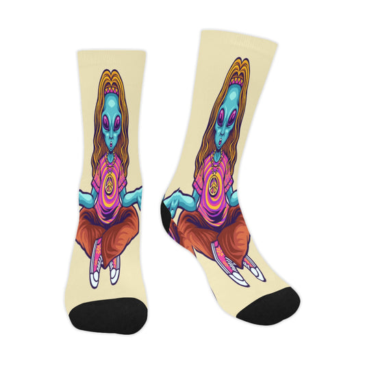 Psychedelic Hippie Girl Summer Festival Gift Trouser Socks (For Men)