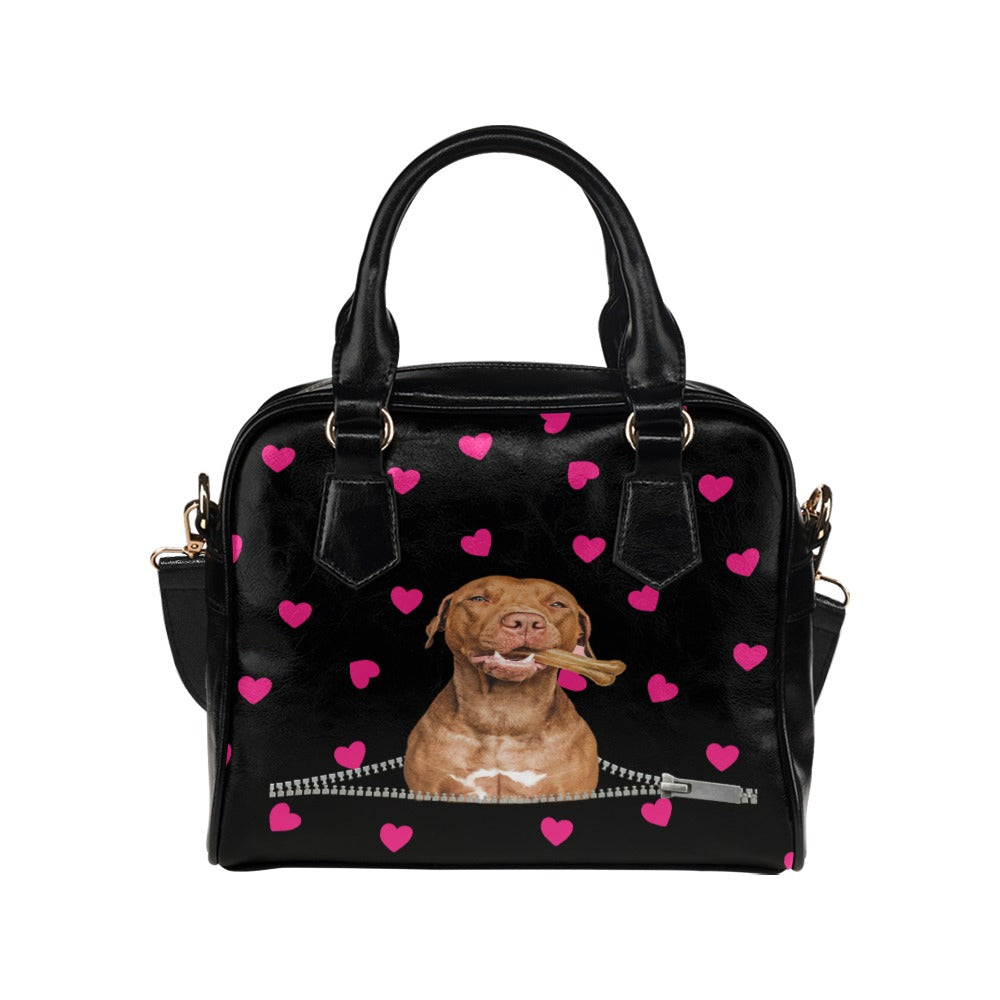 American Pitbull Terrier Hearts Shoulder Handbag