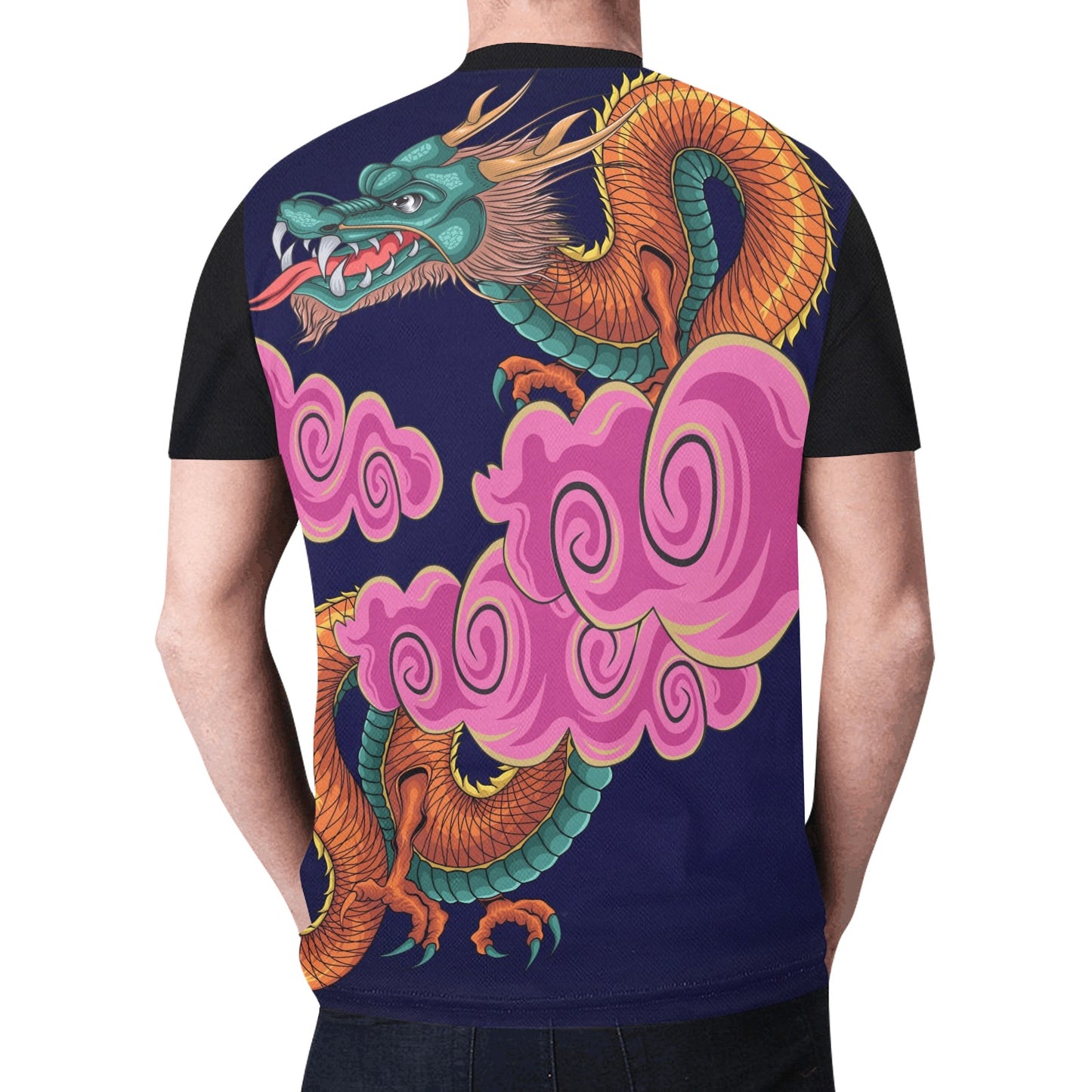 Chinese Dragon With Cloud Illustration New All Over Print T-shirt