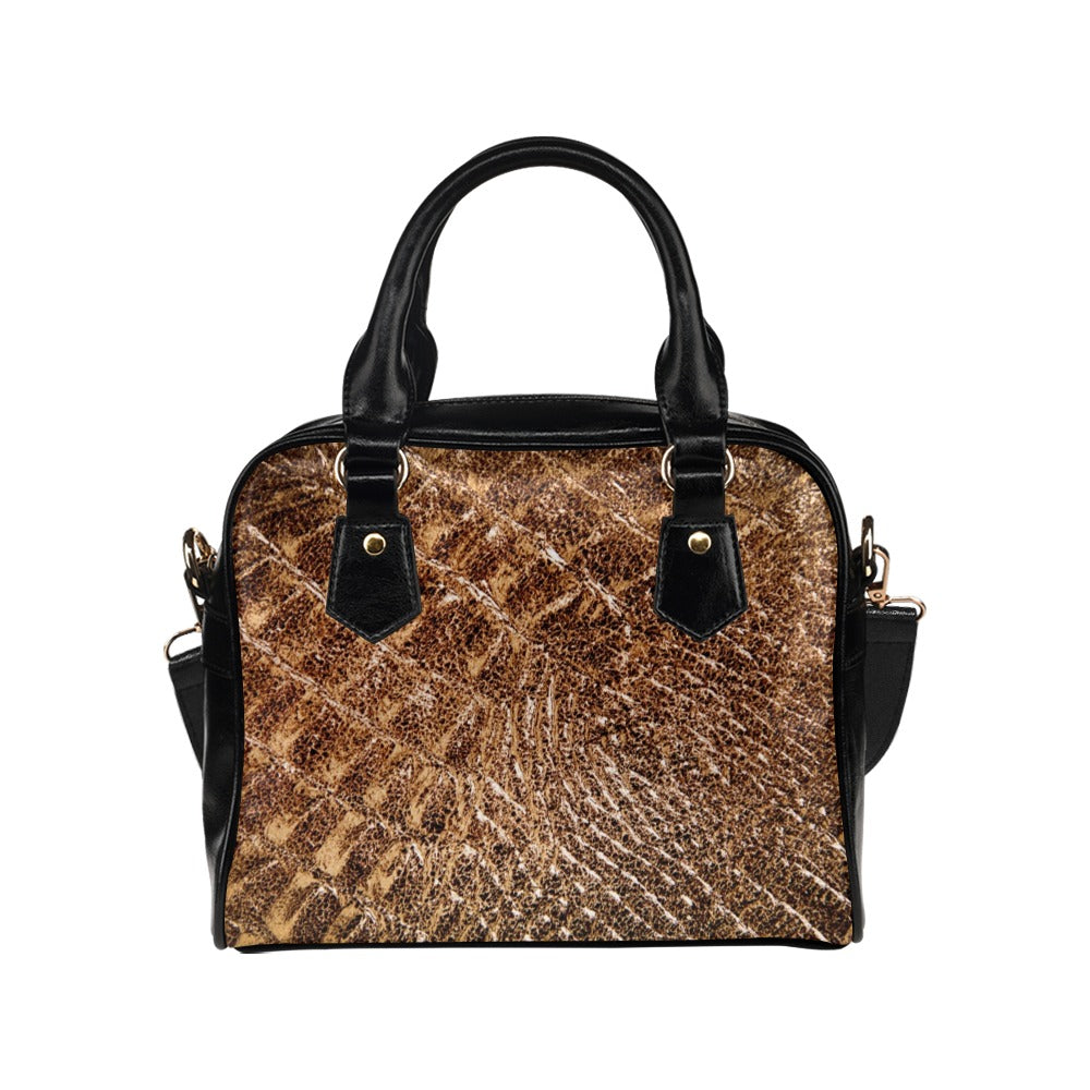 Reptile Skin Crocodile Snake Brown Shoulder Handbag